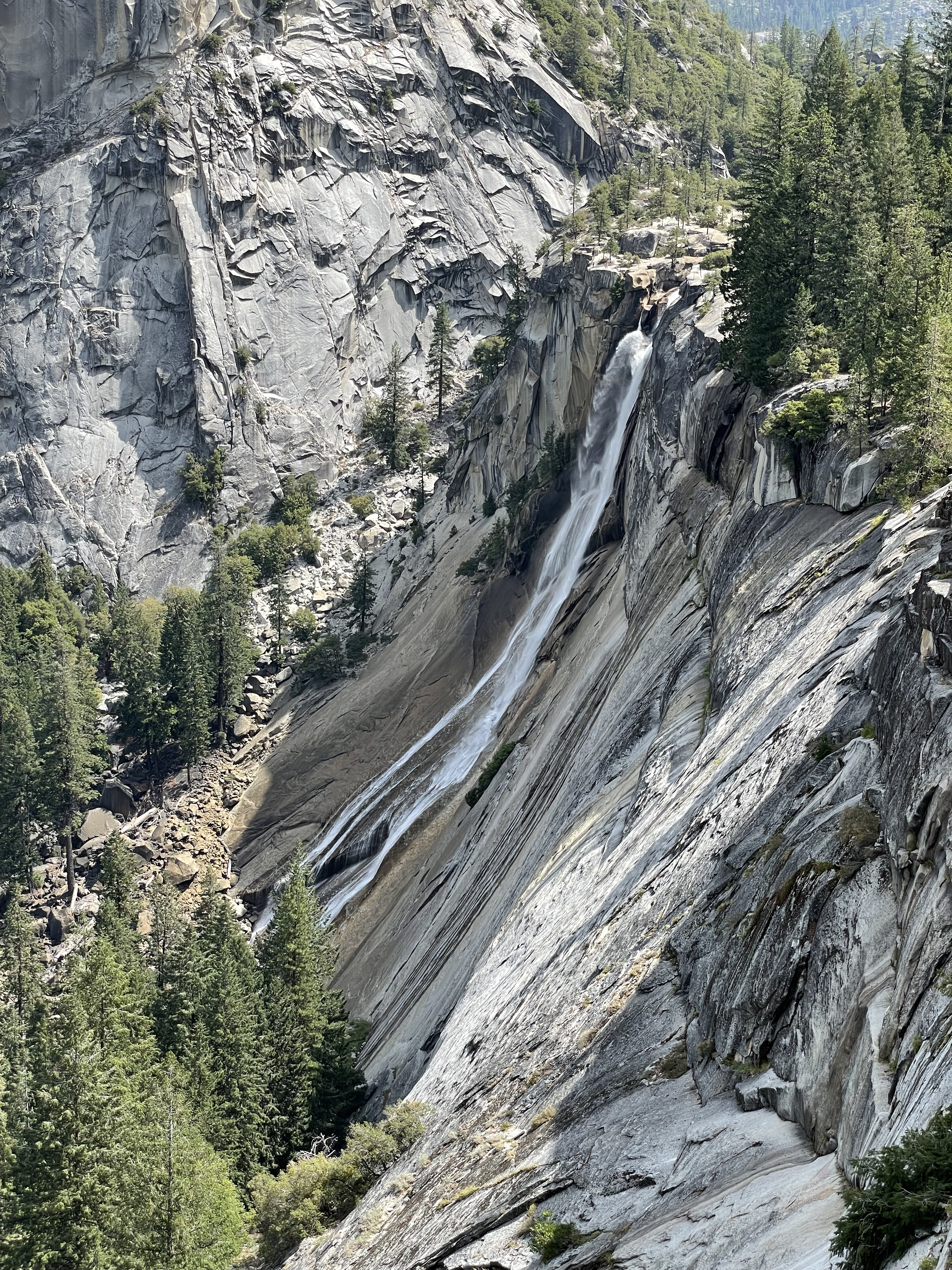 Nevada Falls, during daytime. We took John Muir Trail (JMT) back. Few extra miles never hurt nobody.